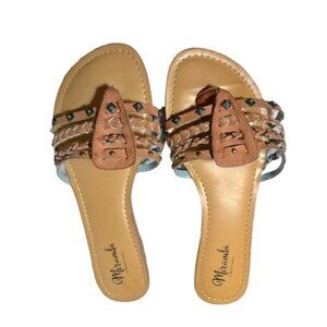 Miranda Lambert Turquoise and Tan Sandals, Women’s Size 10